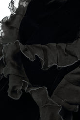 Ruffled Black Silk Velvet Scarf 4
