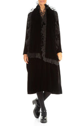 Ruffled Black Silk Velvet Scarf 2