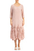 Ruffled Bottom Pink Textured Silk Dress 1