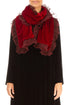 Ruffled Cherry Red Silk Velvet Scarf 1