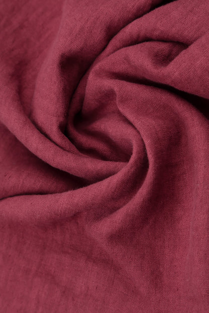 Ruffled Fringed Antique Ruby Linen Blouse 5
