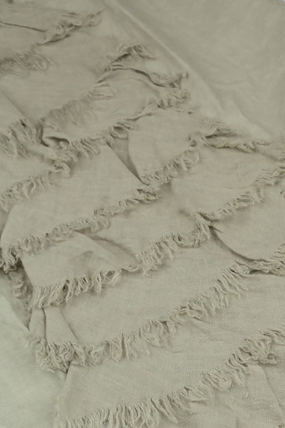Ruffled Fringed Laurel Green Linen Blouse 5