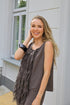 Ruffled Fringed Truffle Linen Blouse 1