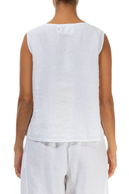 Ruffled Fringed White Linen Blouse 2