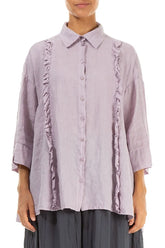 Ruffled Front Lilac Linen Shirt 1