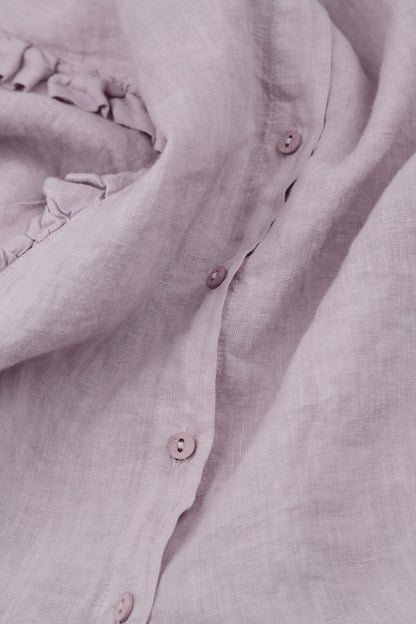 Ruffled Front Lilac Linen Shirt 5