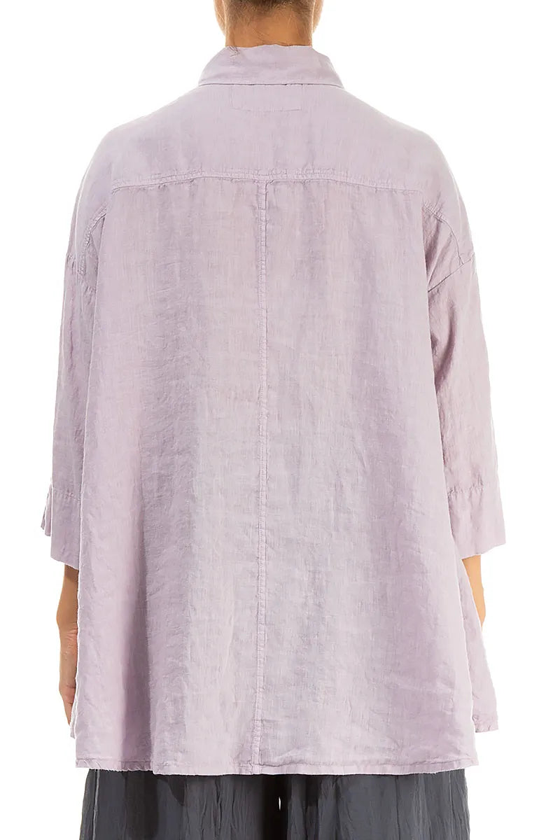 Ruffled Front Lilac Linen Shirt 2