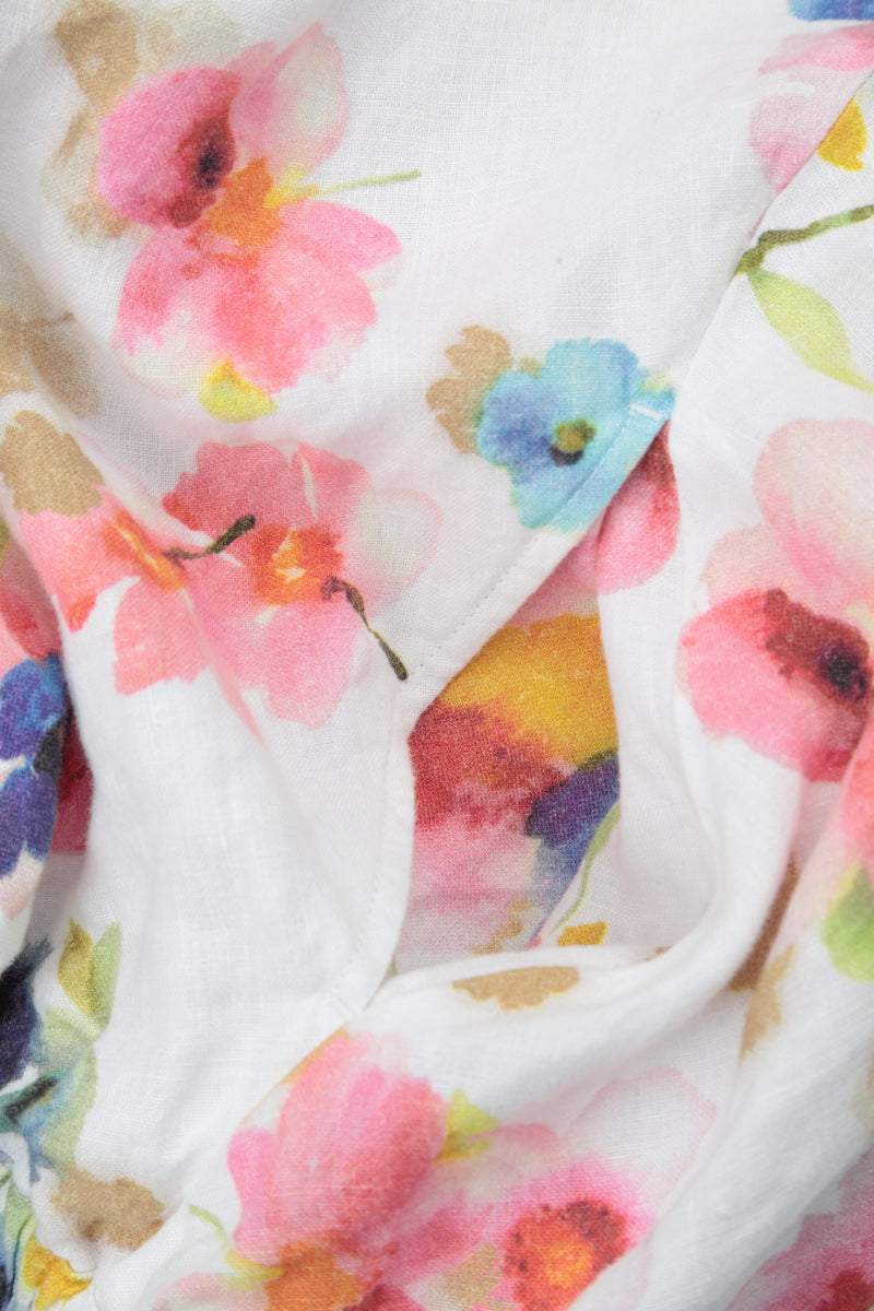 Leinenhemd in Primelgelb mit Rüschen vorne