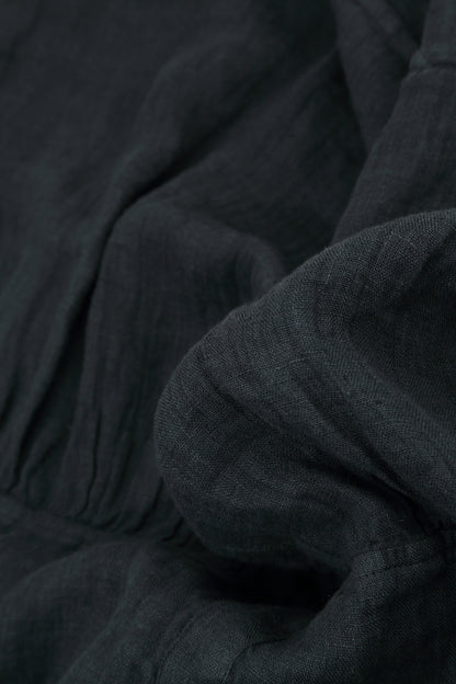 Ruffled Graphite Maxi Gauze Linen Skirt 4