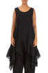 Ruffled Hem Sleeveless Black Linen Tunic Dress 1