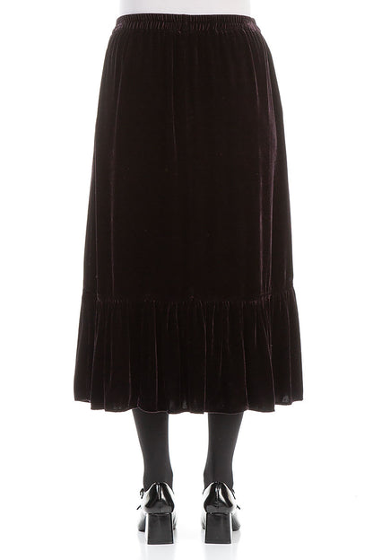 Ruffled Hemline Vintage Violet Silk Velvet Skirt 2