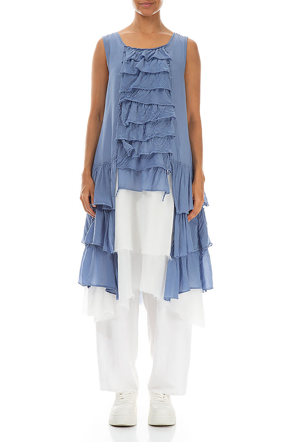 Layered Blue Nova Silk Cotton Tunic 1