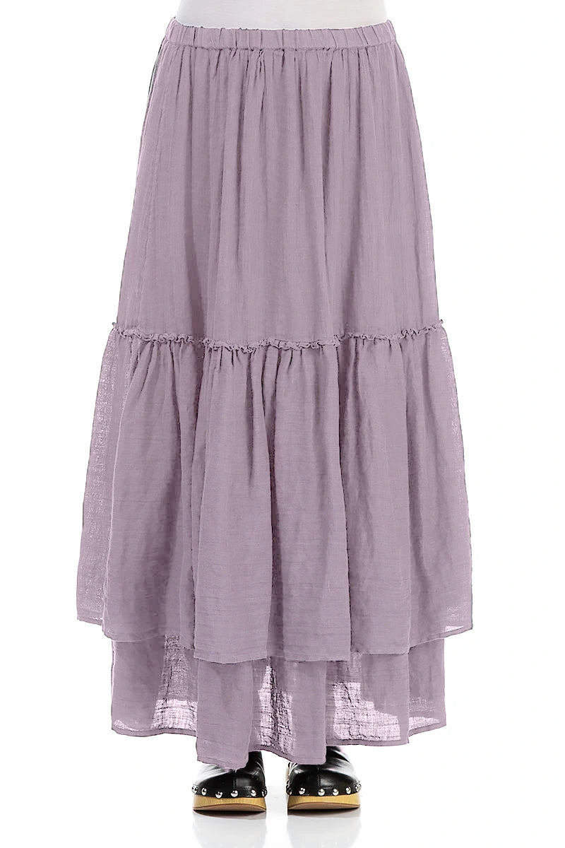 Ruffled Lilac Maxi Gauze Linen Skirt 1