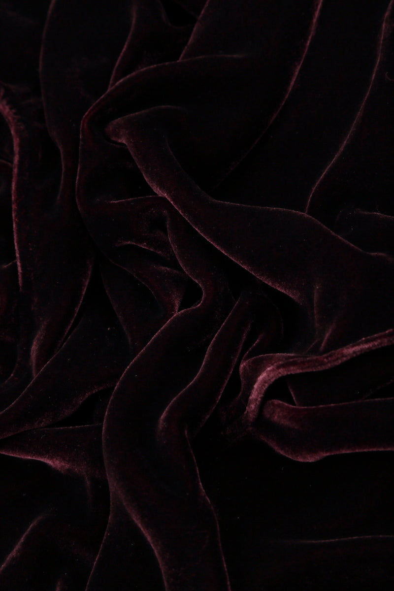 Ruffled Merlot Silk Velvet Scarf