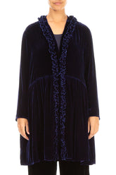 Ruffled Royal Purple Silk Velvet Jacket 1