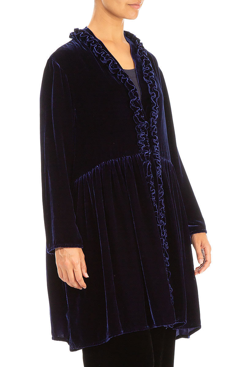 Ruffled Royal Purple Silk Velvet Jacket 3