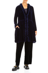 Ruffled Royal Purple Silk Velvet Jacket 4