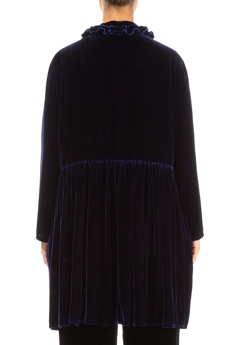 Ruffled Royal Purple Silk Velvet Jacket 2