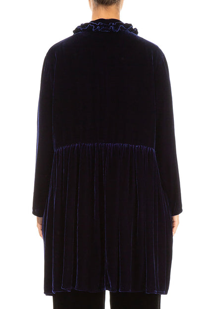 Ruffled Royal Purple Silk Velvet Jacket 2