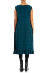 Ruffled Teal Circle Linen Cotton Dress 2