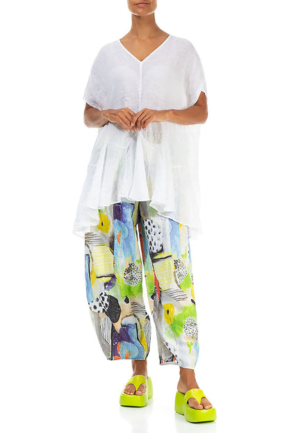 Ruffled White Gauze Linen Blouse 4