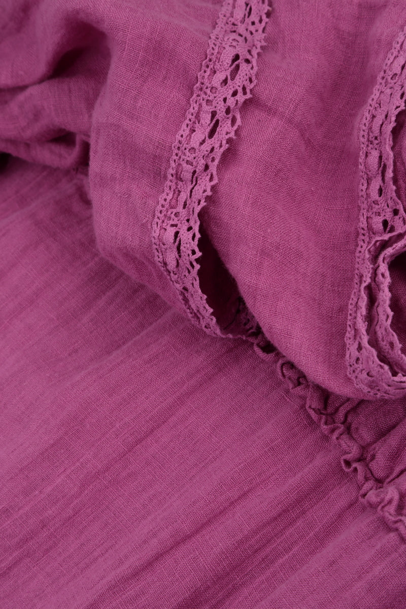 Ruffled Wild Berry Gauze Linen Skirt 5