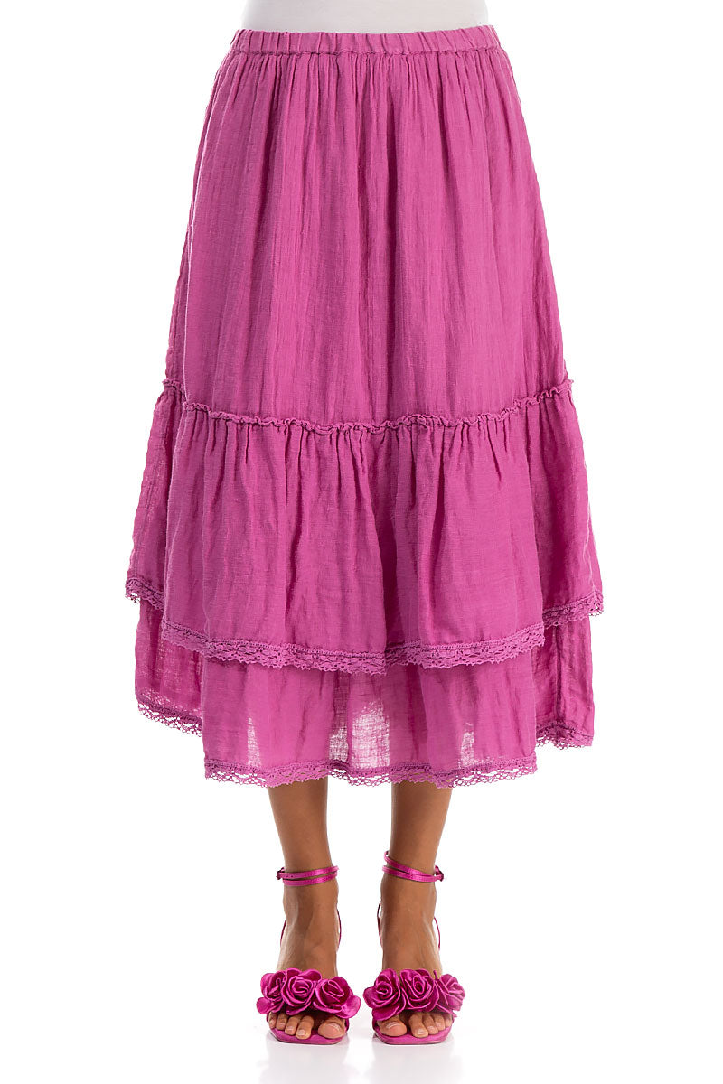 Ruffled Wild Berry Gauze Linen Skirt 1