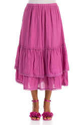 Ruffled Wild Berry Gauze Linen Skirt 1
