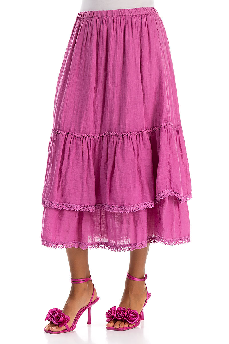 Ruffled Wild Berry Gauze Linen Skirt 3