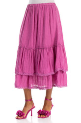 Ruffled Wild Berry Gauze Linen Skirt 3