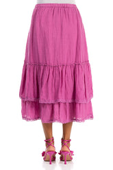 Ruffled Wild Berry Gauze Linen Skirt 2