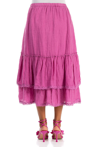 Ruffled Wild Berry Gauze Linen Skirt 2