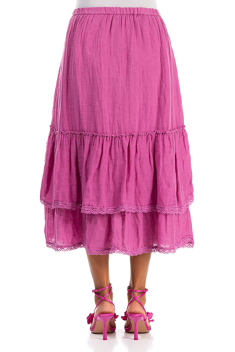 Ruffled Wild Berry Gauze Linen Skirt