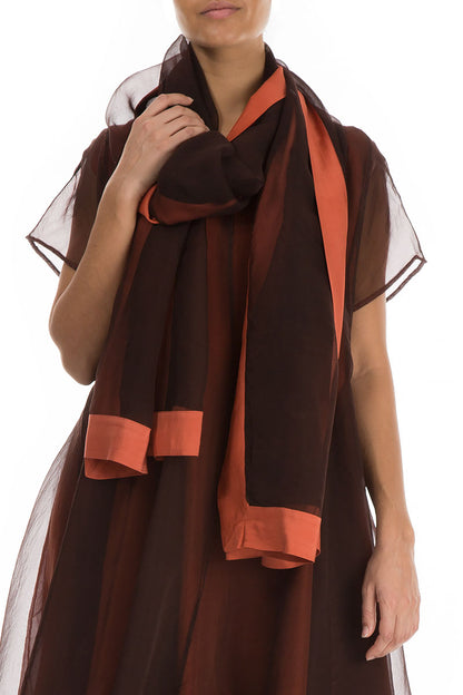 Rust Silk Chiffon Scarf