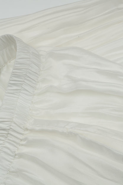 Wide Flowy White Crumpled Pure Silk Trousers 5