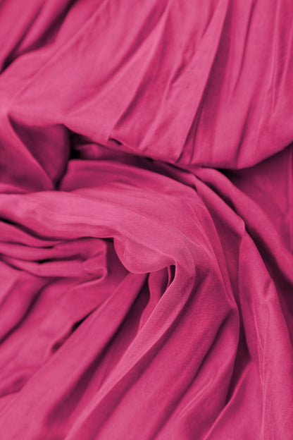 Romantic Fuchsia Crumpled Pure Silk Dress 5