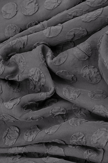 Square Neck Bubble Grey Silver Silk Dress 6