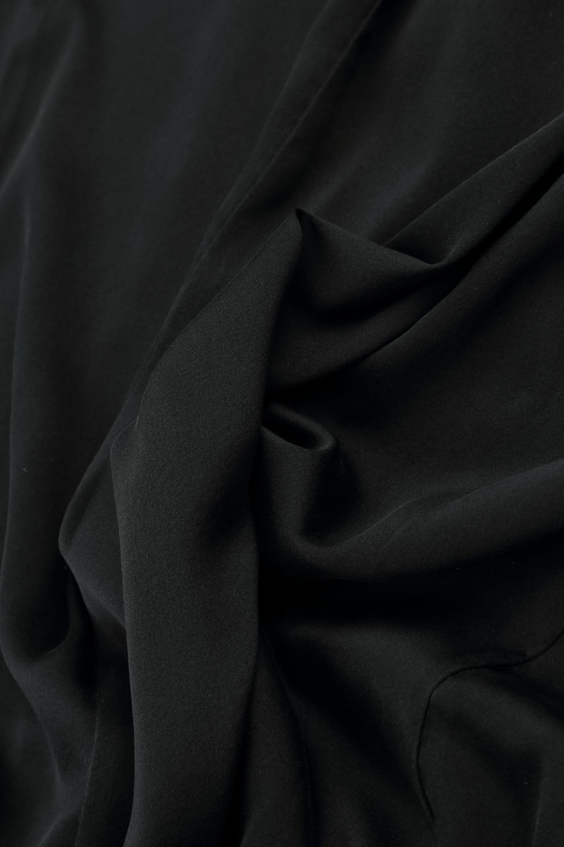 Front Slit Hem Black Silk Trousers 4