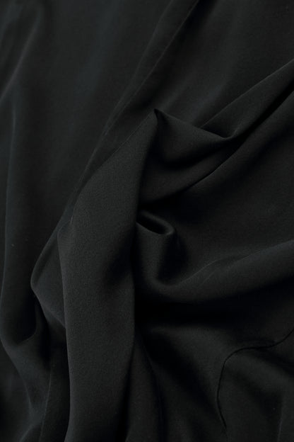 Front Slit Hem Black Silk Trousers 4