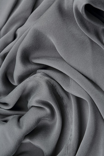 Sleeveless Longer Back Grey Silver Silk Top 5