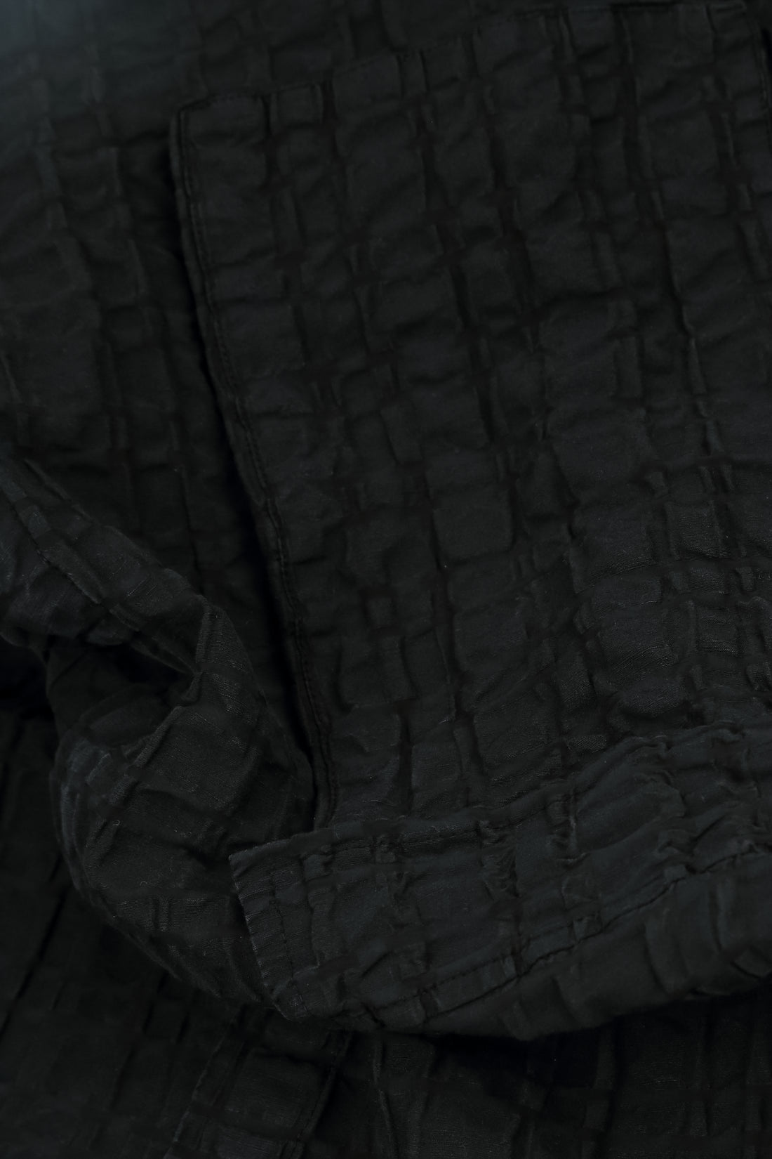 Flared Black Checkered Linen Cotton Jacket 5