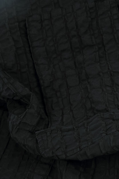 Flared Black Checkered Linen Cotton Jacket 5