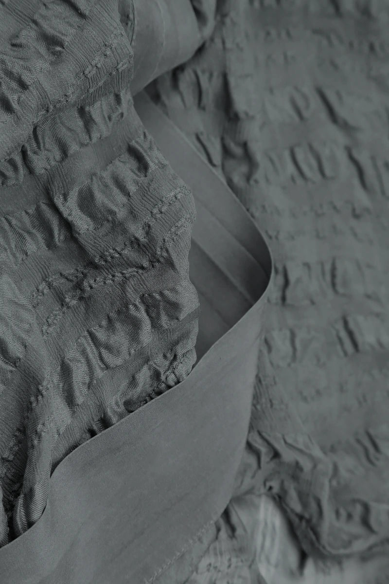 Tie Up Graphite Textured Silk Jacket 6