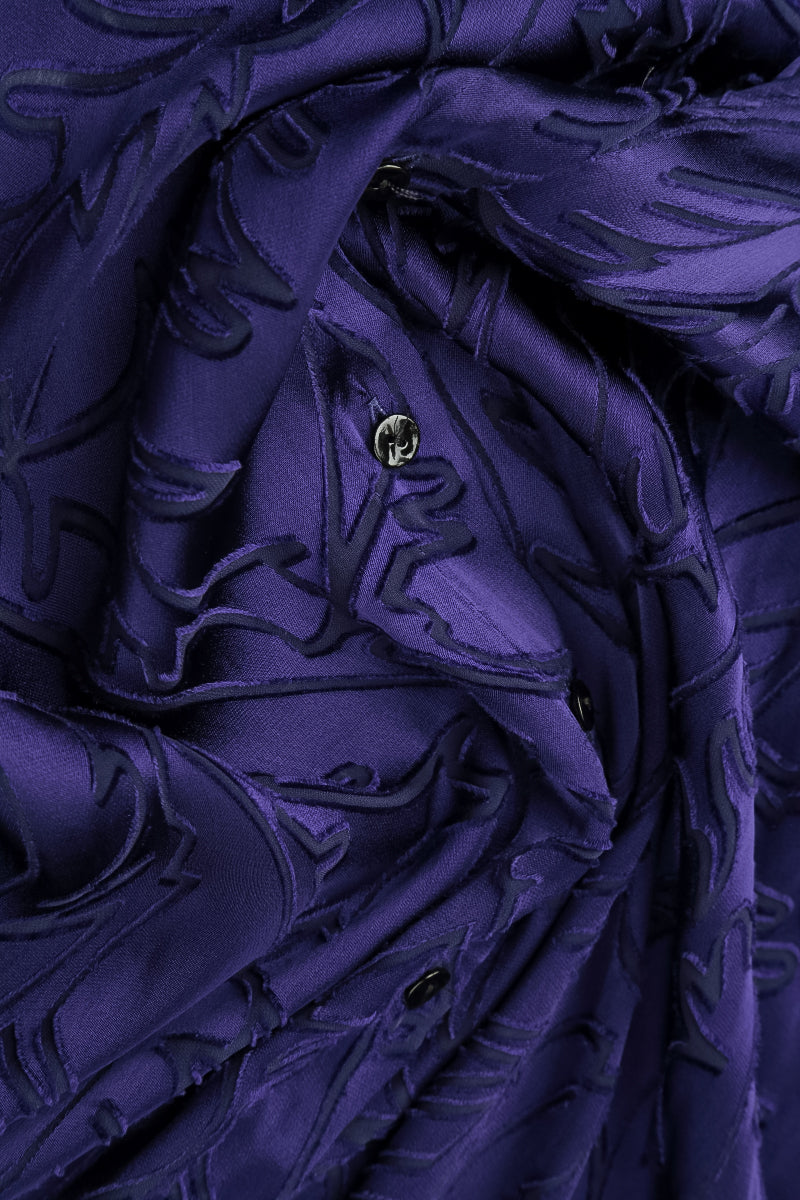 Loose Royal Purple Devoré Feather Silk Shirt 6