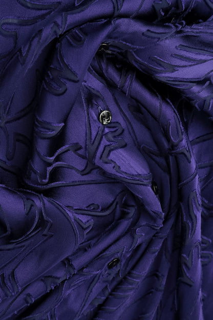 Loose Royal Purple Devoré Feather Silk Shirt 6