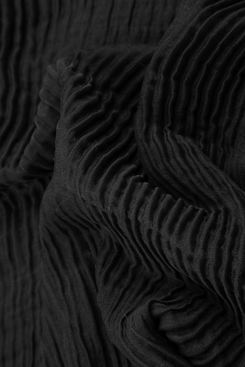 Cowl Neck Black Plissé Silk Blouse 5