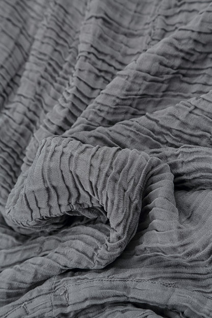 Cowl Neck Black Silver Plissé Silk Blouse 5