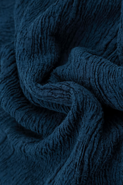 Royal Blue Textured Silk Linen Blouse 5