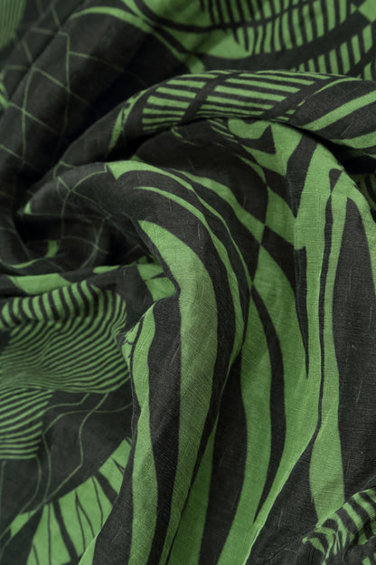Flared Textured Shamrock Green Orbit Silk Linen Tunic