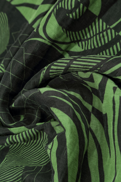 Flared Textured Shamrock Green Orbit Silk Linen Tunic